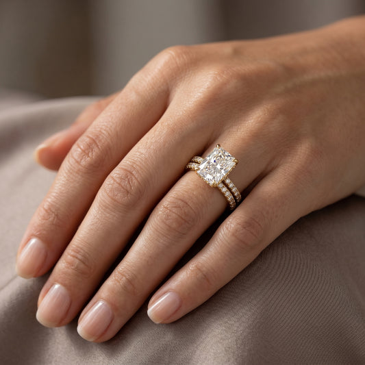 2.00tw Radiant cut Lab-Grown engagement ring set