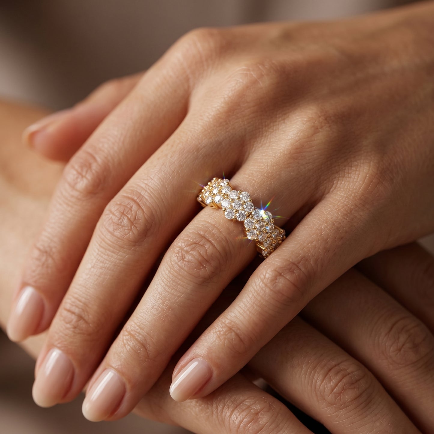 0.300ct Lab Grown Diamond Cluster Ring, 14K Gold Floral Diamond Band