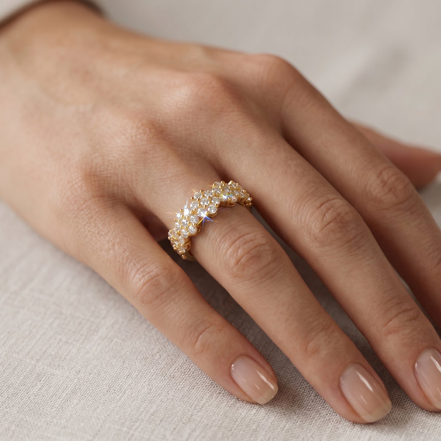 0.300ct Lab Grown Diamond Cluster Ring, 14K Gold Floral Diamond Band