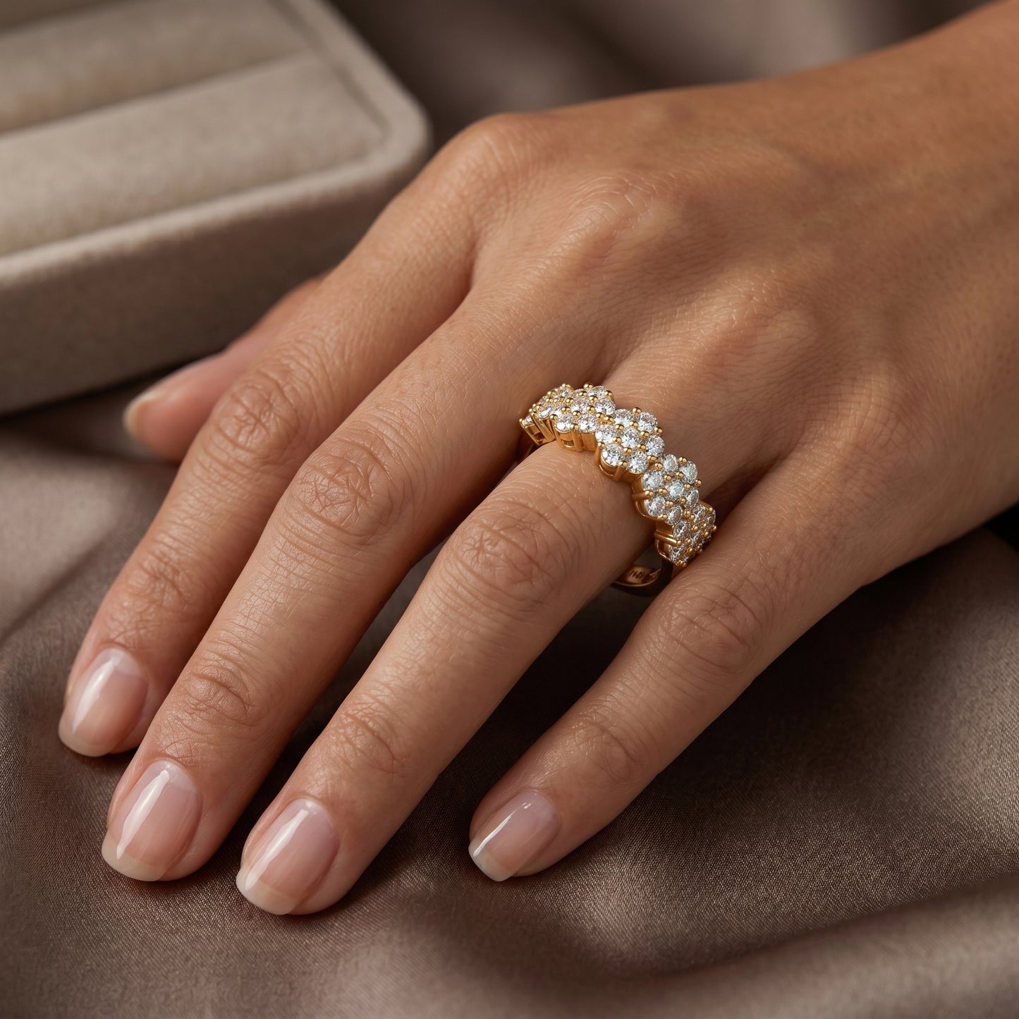 0.300ct Lab Grown Diamond Cluster Ring, 14K Gold Floral Diamond Band