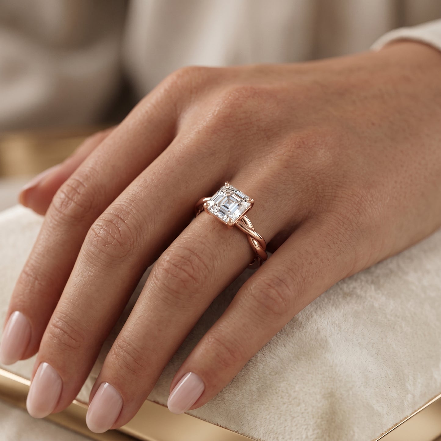 Elegant 2.00ct  Asscher Cut Lab Grown Diamond Solitaire Ring for Engagement