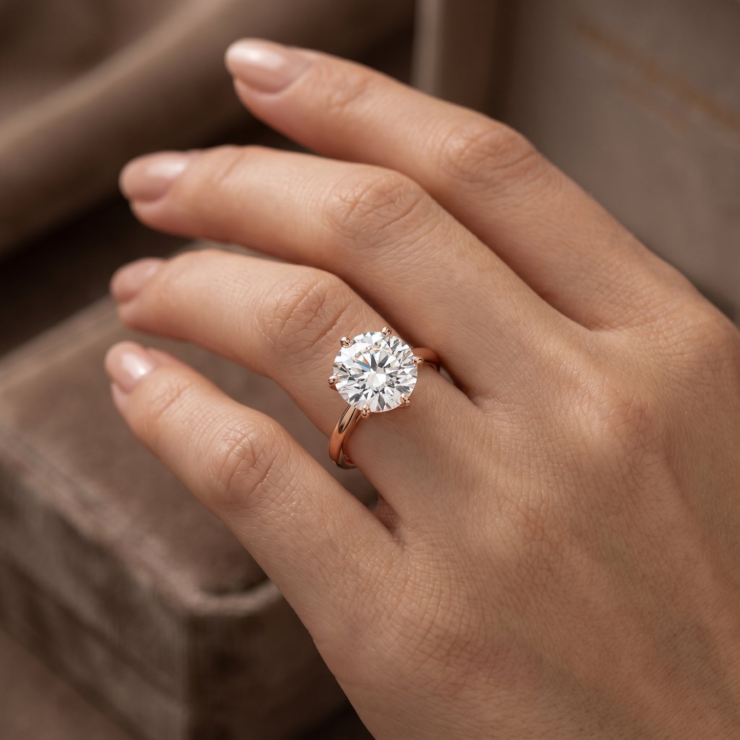 2.00ct Round Cut Lab Grown Diamond Solitaire 6 Prong Engagement Ring 14k Rose Gold