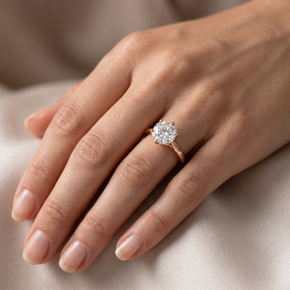 2.00ct Round Cut Lab Grown Diamond Solitaire 6 Prong Engagement Ring 14k Rose Gold