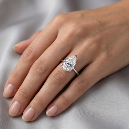 1.50 Ct Pear cut Solitaire Lab Grown Diamond Engagement Ring 14k White Gold