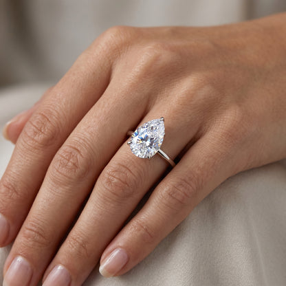 1.50 Ct Pear cut Solitaire Lab Grown Diamond Engagement Ring 14k White Gold