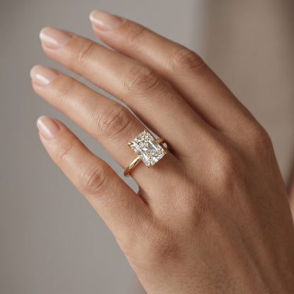 F/VS 2.00Ct Radiant Cut Lab Grown Diamond Hidden Halo Engagement Ring in 14k Yellow Gold