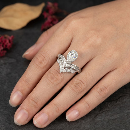 2.00CT Pear  Cut Lab Grown Diamond  Engagement Ring, Bridal Ring Set