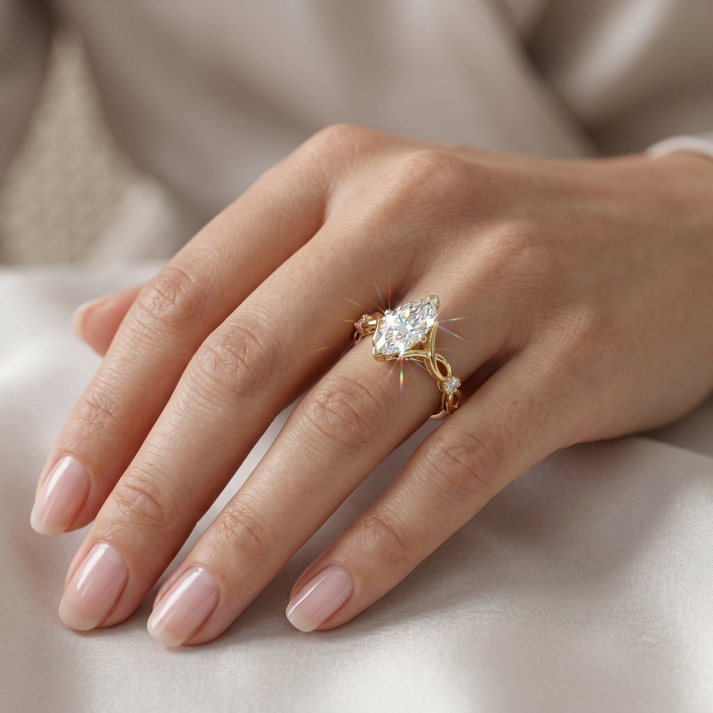 0.536 Ct Marquise Cut Lab Diamond Ring – Engagement Jewelry