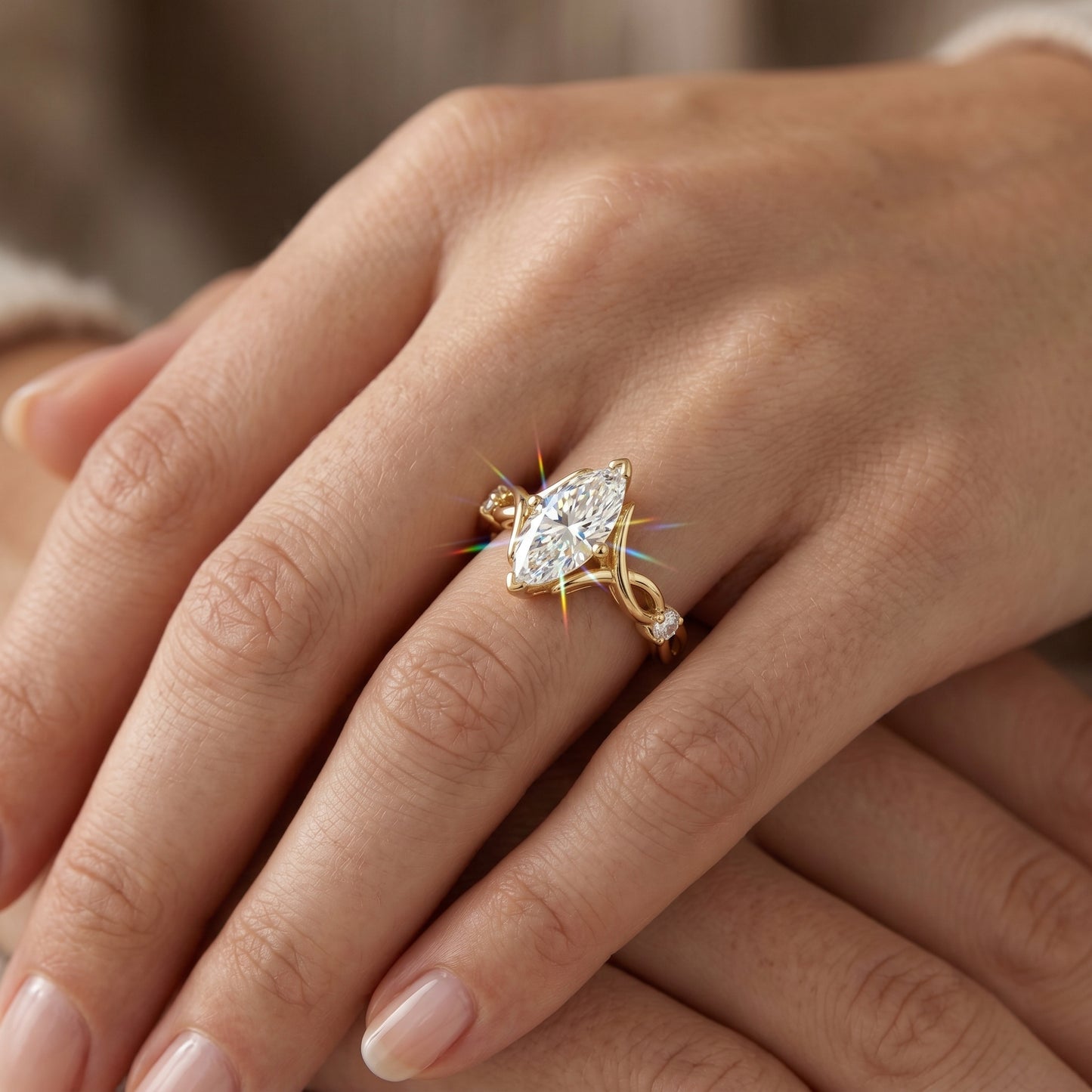 0.536 Ct Marquise Cut Lab Diamond Ring – Engagement Jewelry