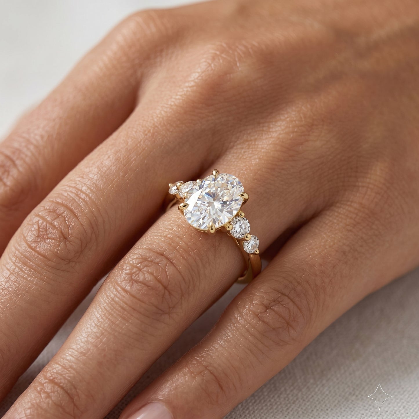 2CT Oval Cut Lab Grown Diamond Engagement Ring • Rose Gold Cluster Bridal Ring