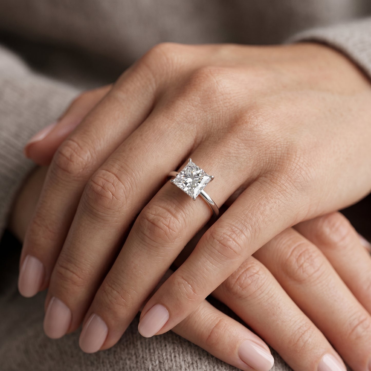 IGI Certified 1.50CT Princess Cut Lab Grown Diamond Engagement Ring