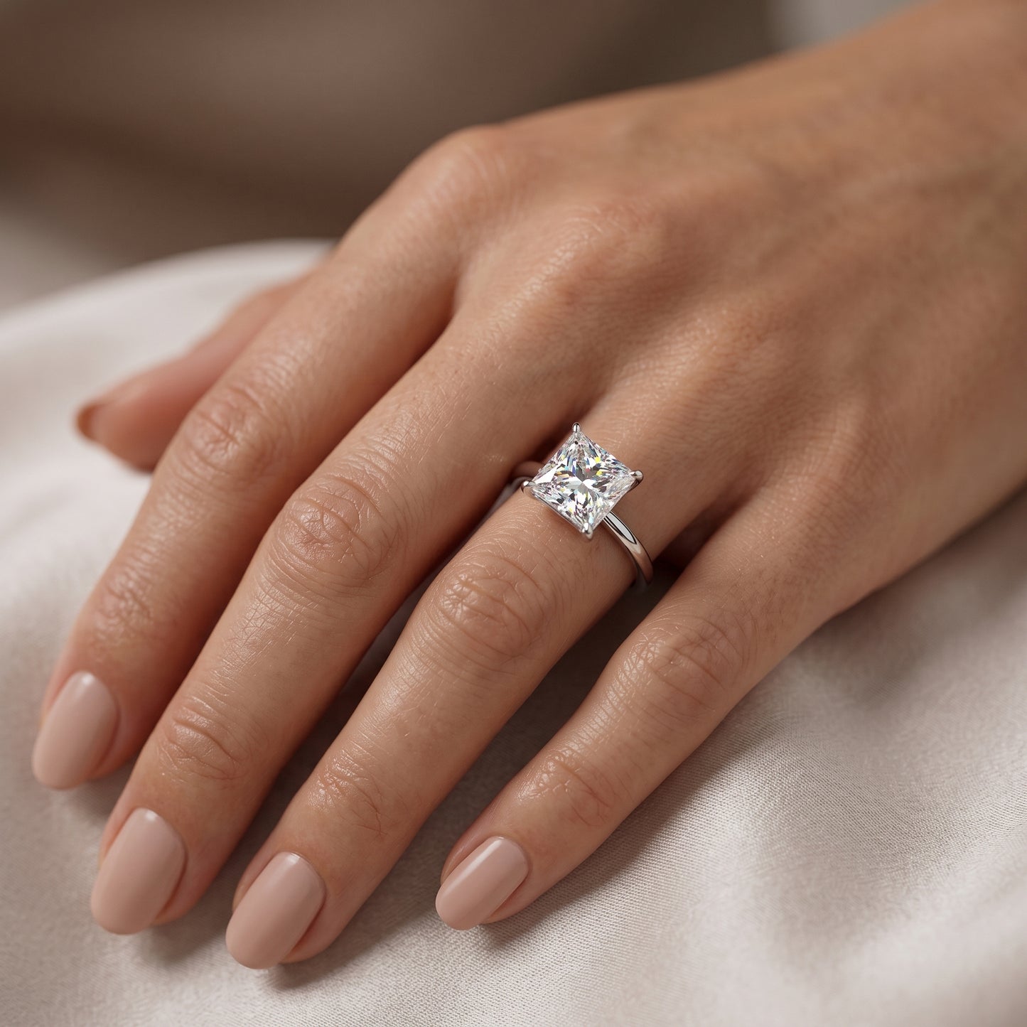 IGI Certified 1.50CT Princess Cut Lab Grown Diamond Engagement Ring