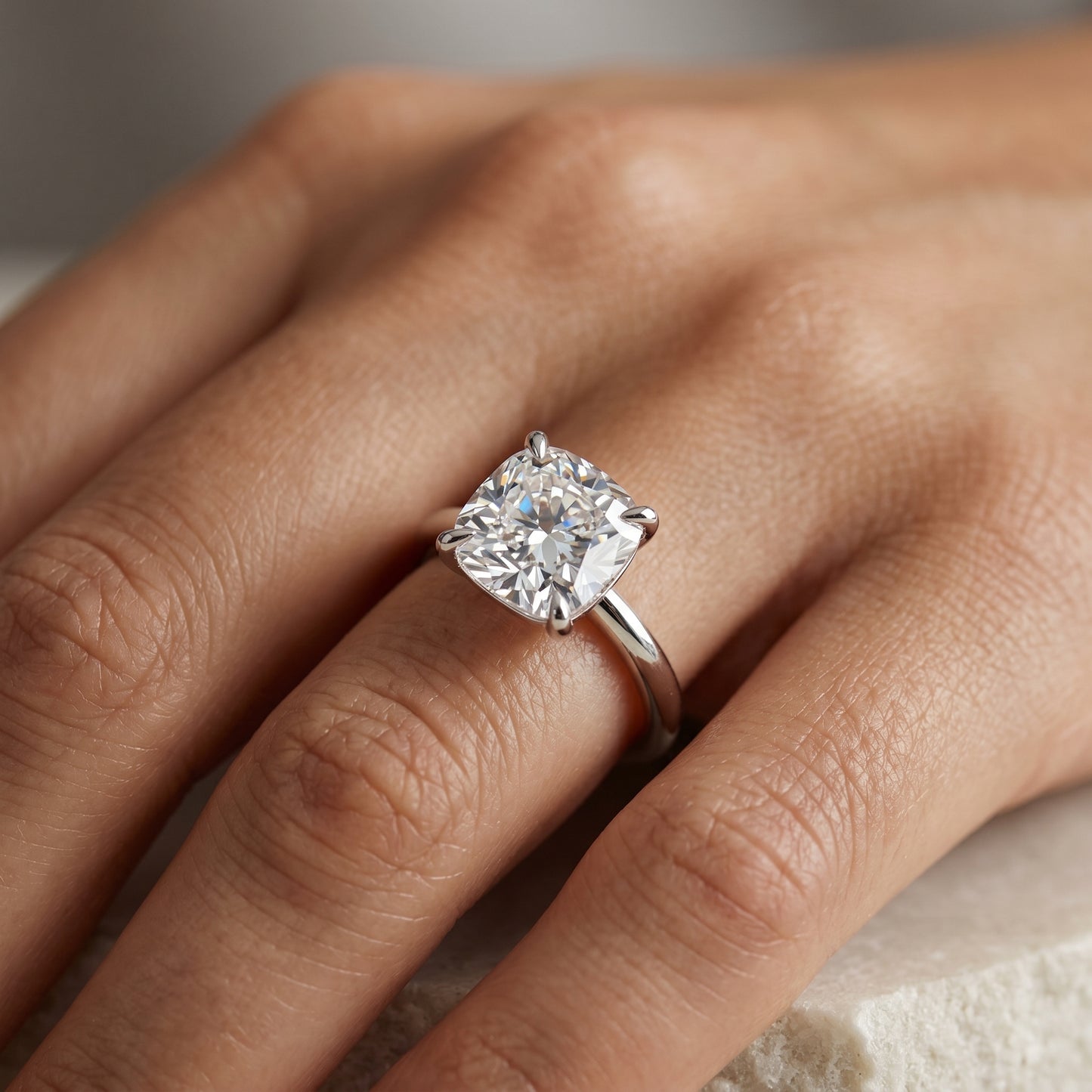 2.00Ct Cushion Cut Lab Grown Diamond Engagement Ring in 14k Yellow Gold