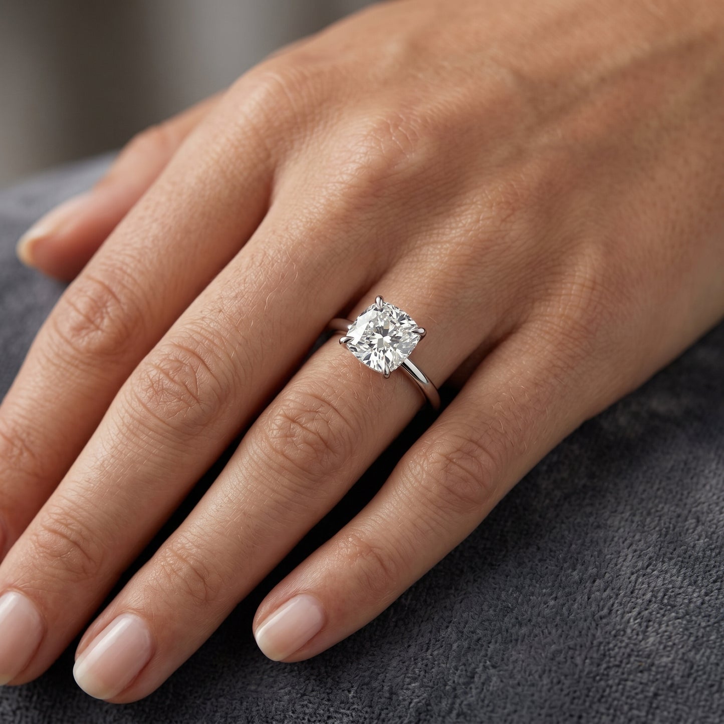 2.00Ct Cushion Cut Lab Grown Diamond Engagement Ring in 14k Yellow Gold