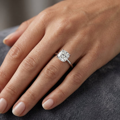 2.00Ct Cushion Cut Lab Grown Diamond Engagement Ring in 14k Yellow Gold