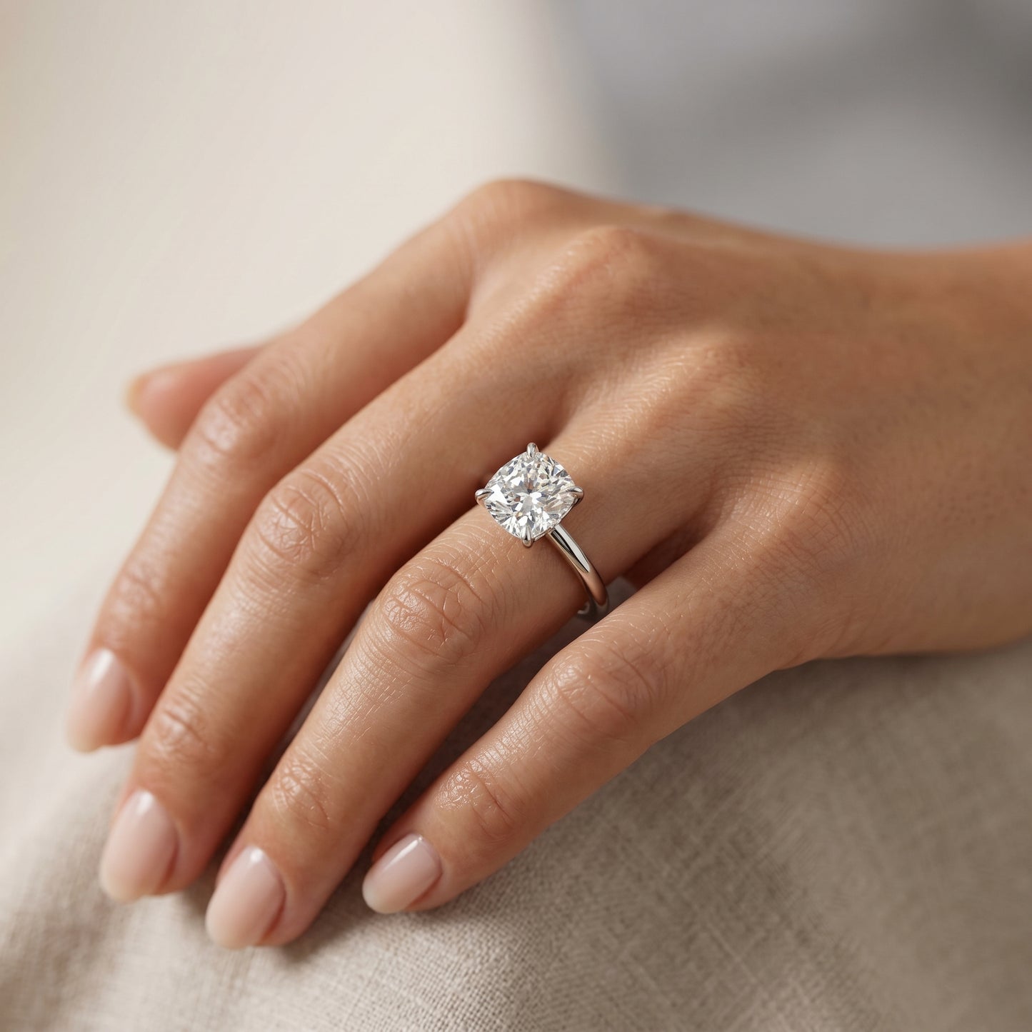 2.00Ct Cushion Cut Lab Grown Diamond Engagement Ring in 14k Yellow Gold