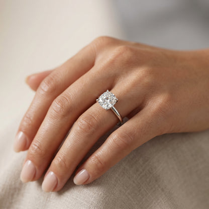 2.00Ct Cushion Cut Lab Grown Diamond Engagement Ring in 14k Yellow Gold