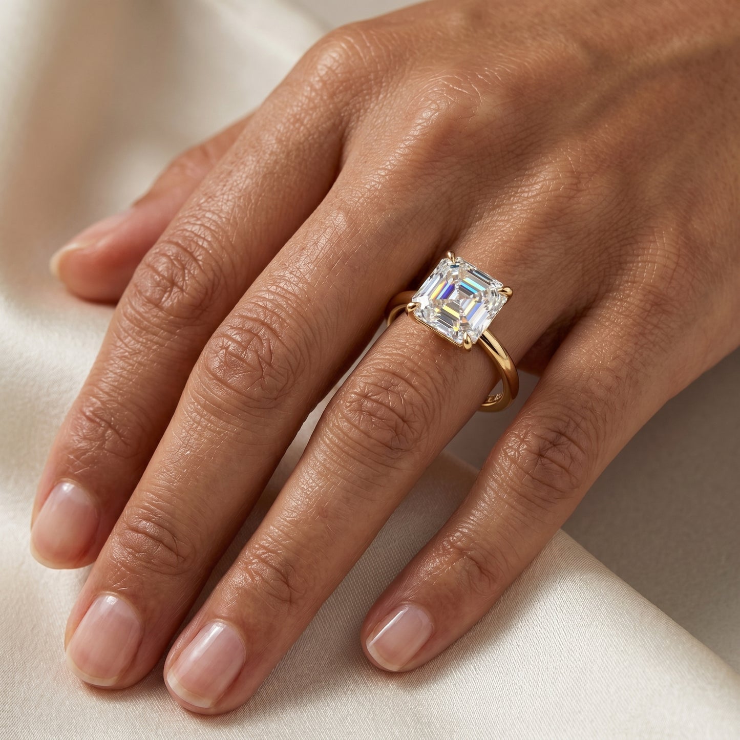 1.50Ct Asscher Cut Lab Grown Diamond Engagement Ring in 14k Yellow Gold