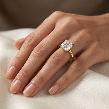 1.50Ct Asscher Cut Lab Grown Diamond Engagement Ring in 14k Yellow Gold