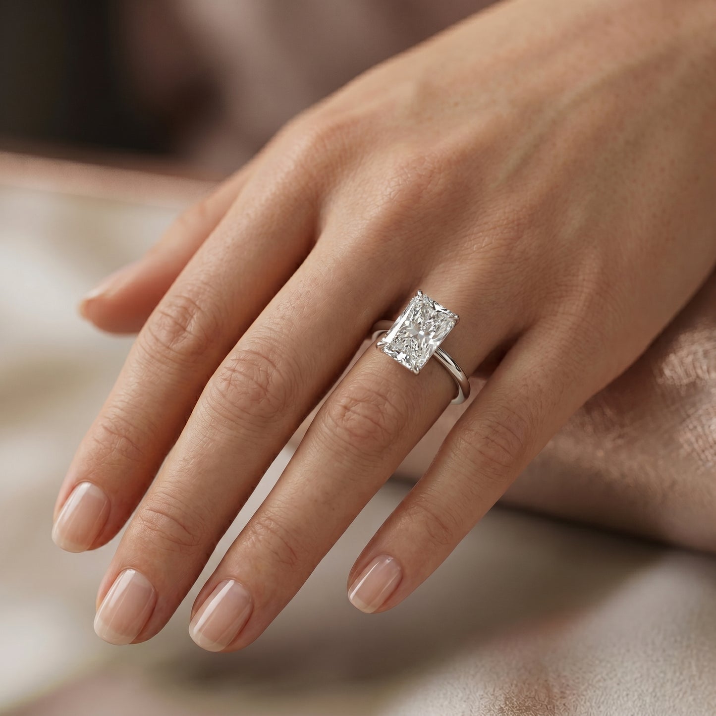 F/VS 1.00Ct Radiant Cut Lab Grown Diamond Ring in 14k Yellow Gold