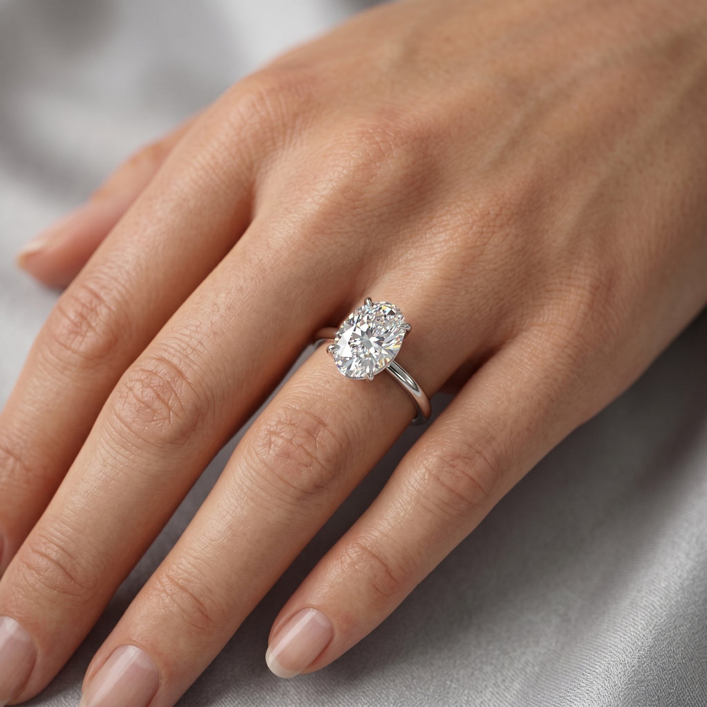 2.0 Carat Oval cut Solitaire Lab Grown Diamond Engagement Ring