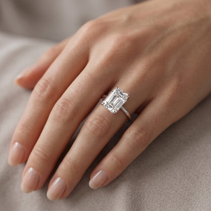 1.50 CT Emerald Cut Lab Grown Diamond Solitaire Engagement Ring 14k Yellow Gold