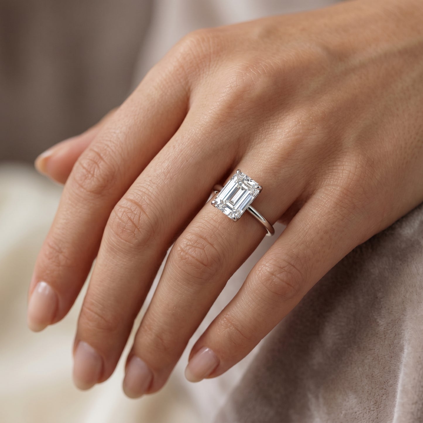 1.50 CT Emerald Cut Lab Grown Diamond Solitaire Engagement Ring 14k Yellow Gold