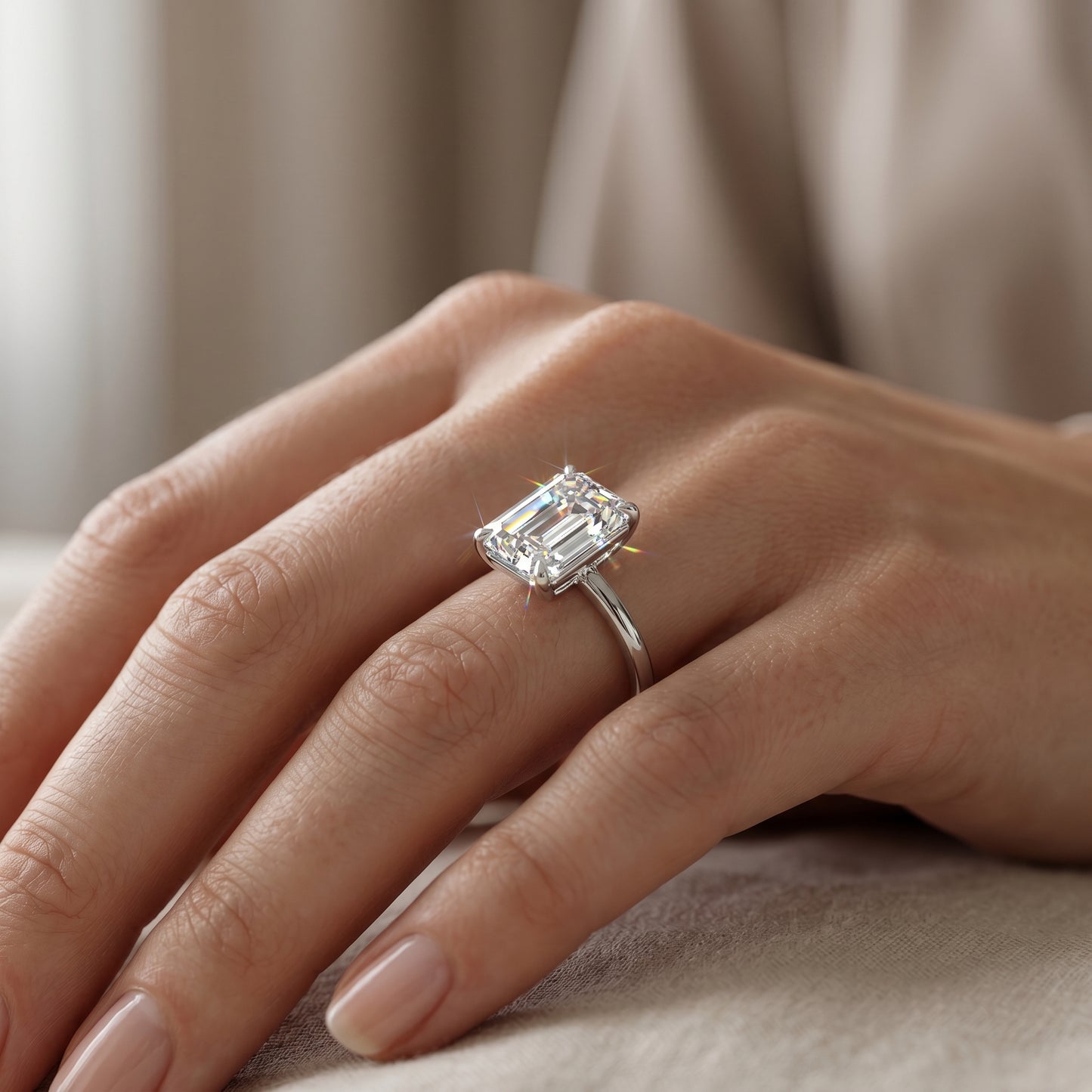 1.50 CT Emerald Cut Lab Grown Diamond Solitaire Engagement Ring 14k Yellow Gold