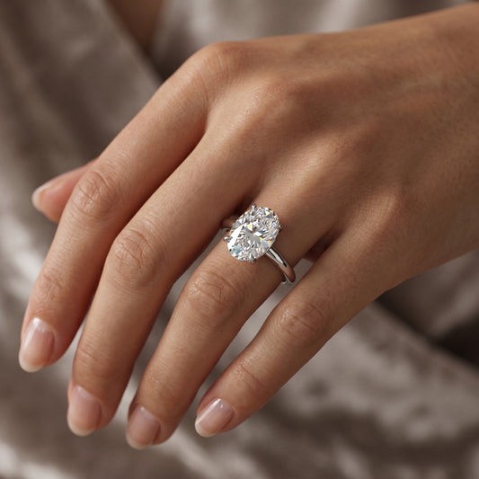 14K Solid Gold Ring 2 ct Oval Cut Lab-Grown Diamond Wedding Ring