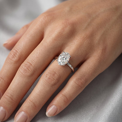 14K Solid Gold Ring 2 ct Oval Cut Lab-Grown Diamond Wedding Ring