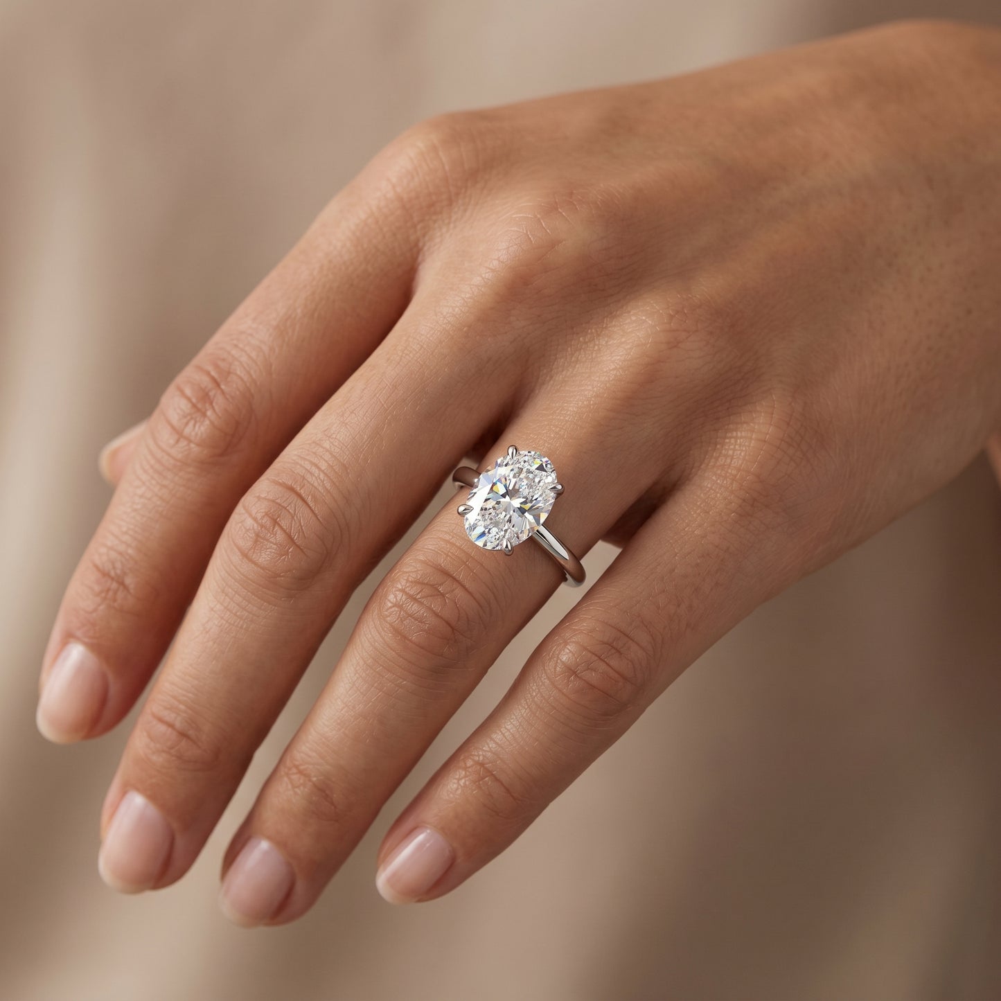 14K Solid Gold Ring 2 ct Oval Cut Lab-Grown Diamond Wedding Ring