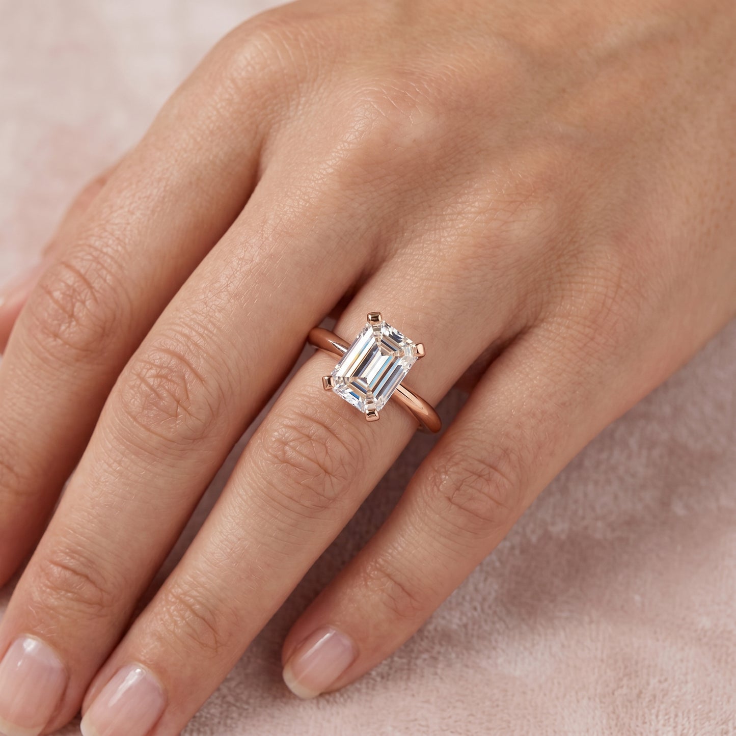 1.00 CT Emerald Cut Lab Grown Diamond Solitaire Engagement Ring 14k Yellow Gold