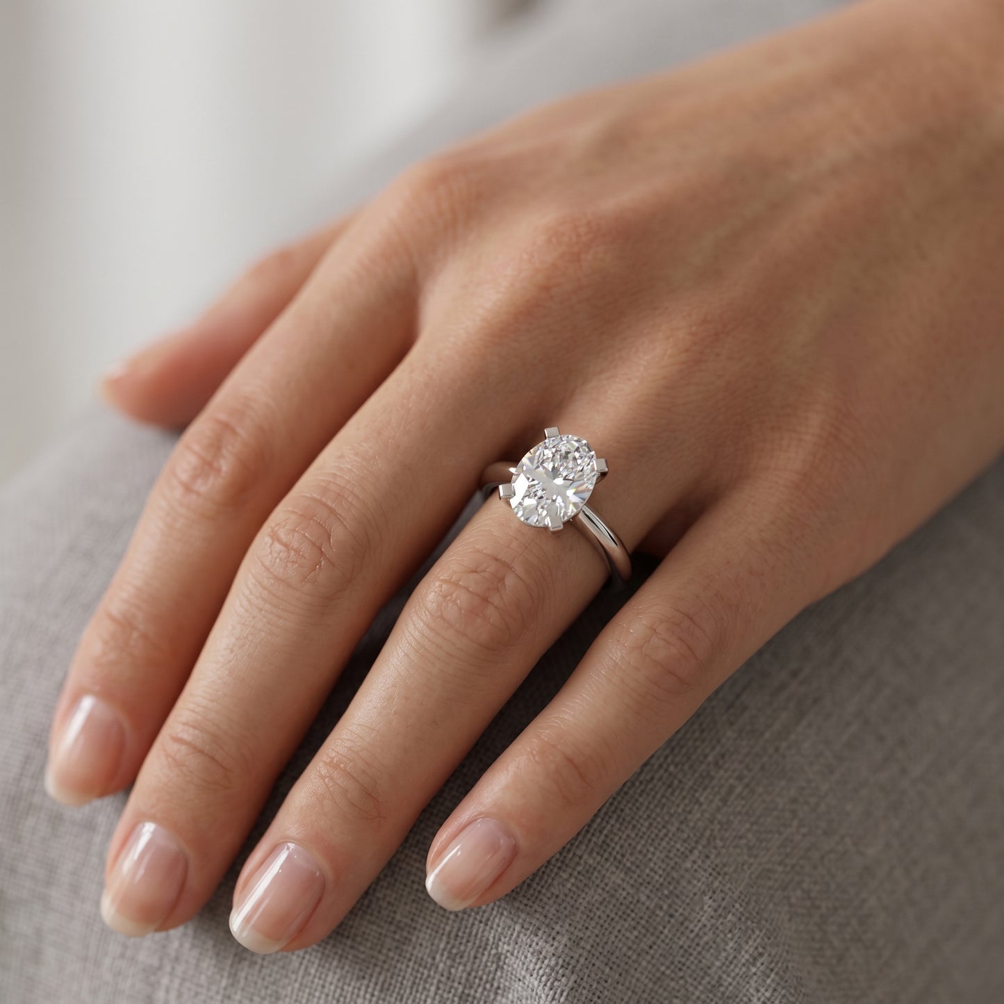 Certified 1.00Ct Oval cut Moissanite Solitaire Engagement Ring 14k White Gold