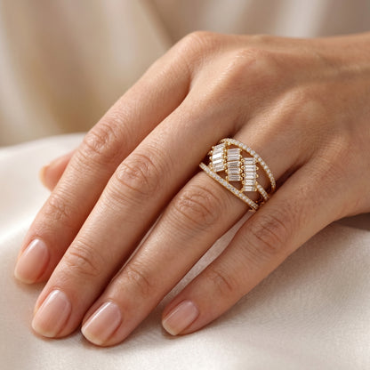1.50ct Lab Grown Diamond Baguette Ring, Statement Diamond Ring