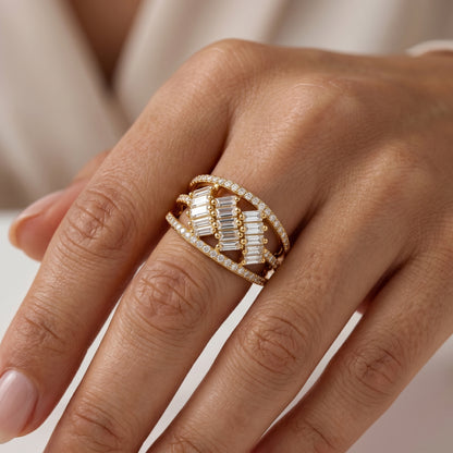 1.50ct Lab Grown Diamond Baguette Ring, Statement Diamond Ring