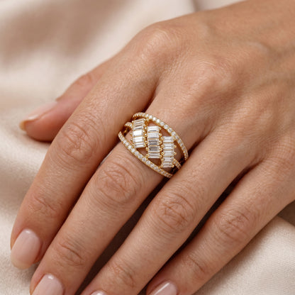 1.50ct Lab Grown Diamond Baguette Ring, Statement Diamond Ring