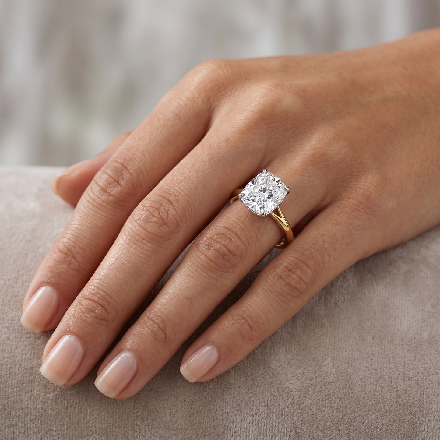 3.22ct  Rectangular Cushion Cut Moissanite Engagement Ring