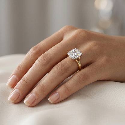 3.22ct  Rectangular Cushion Cut Moissanite Engagement Ring