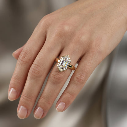 2.00ct Hexagon cut Solitaire Moissanite engagement ring