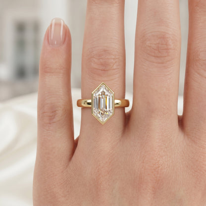 2.00ct Hexagon cut Solitaire Moissanite engagement ring
