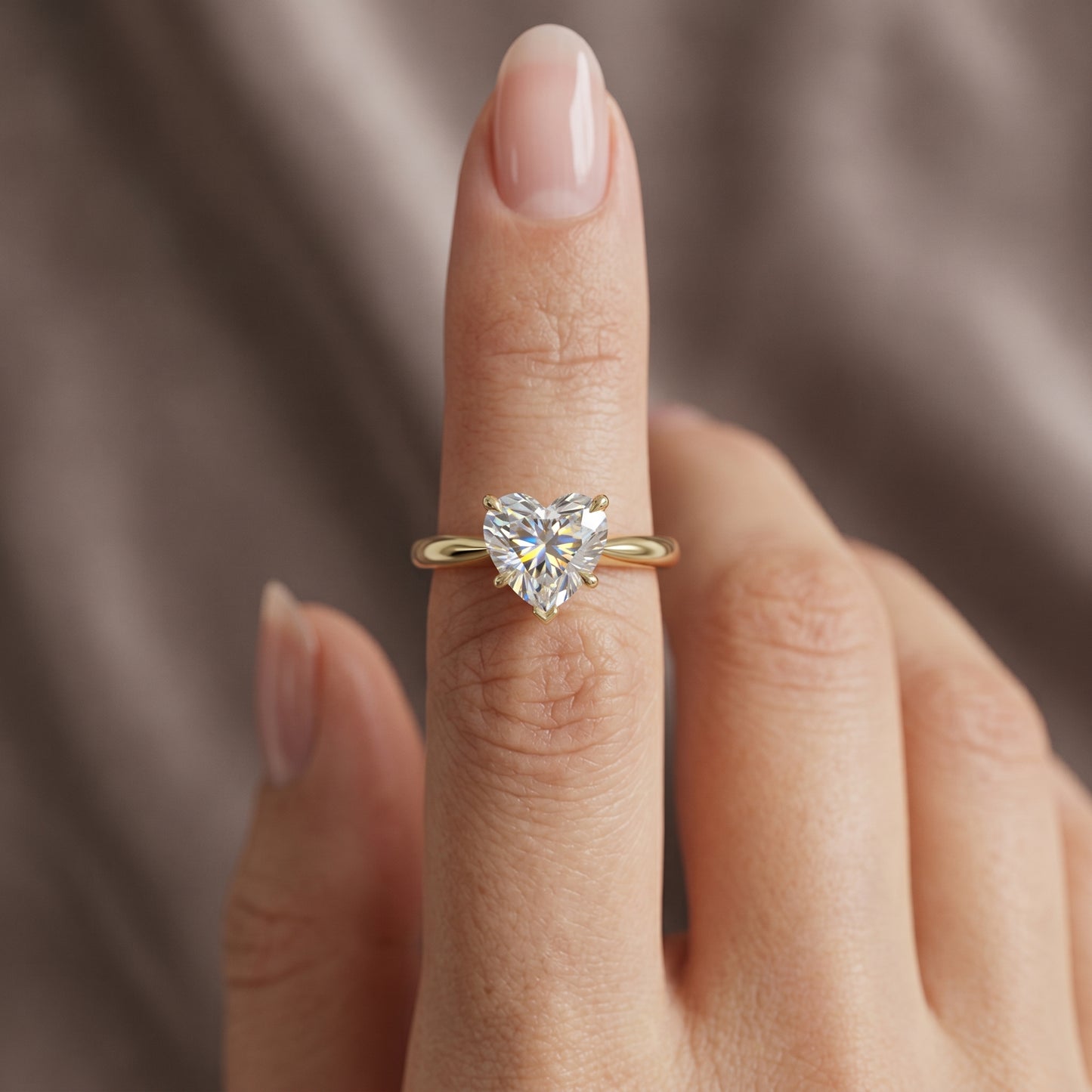 2.00 Ct Heart Cut Moissanite Solitaire Ring