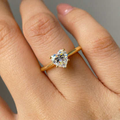 2.00 Ct Heart Cut Moissanite Solitaire Ring