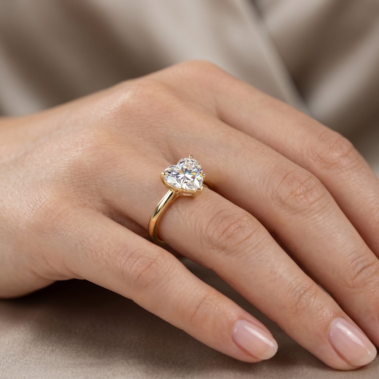 2.00 Ct Heart Cut Moissanite Solitaire Ring