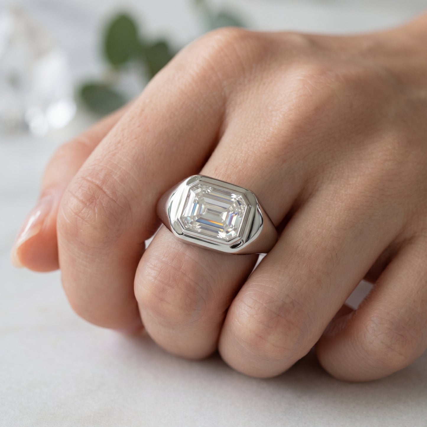 3.00tw Emerald Cut Moissanite Solitaire Ring