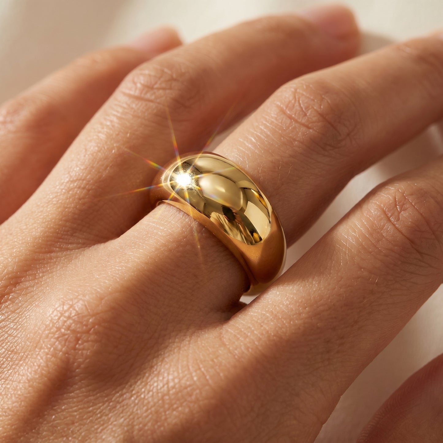Solid 14K Gold Dome Band – Chunky Gold Dome Ring