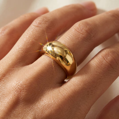 Solid 14K Gold Dome Band – Chunky Gold Dome Ring