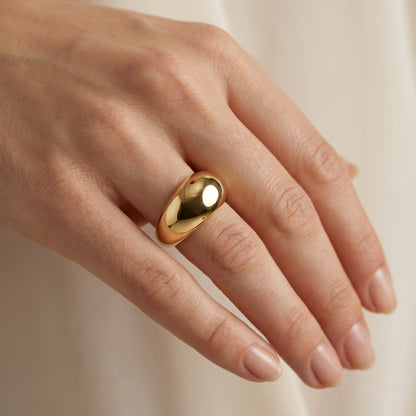 Solid 14K Gold Dome Band – Chunky Gold Dome Ring