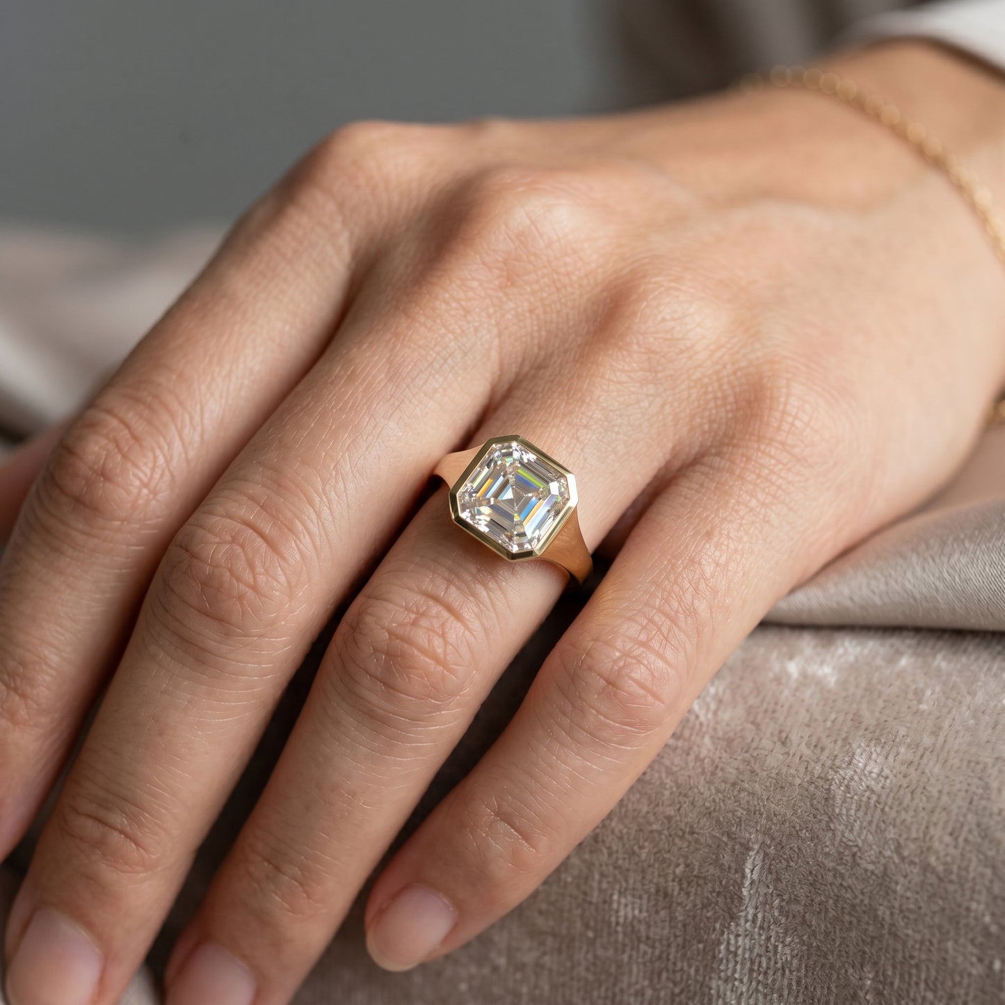 4CT Asscher Cut Moissanite Engagement Ring