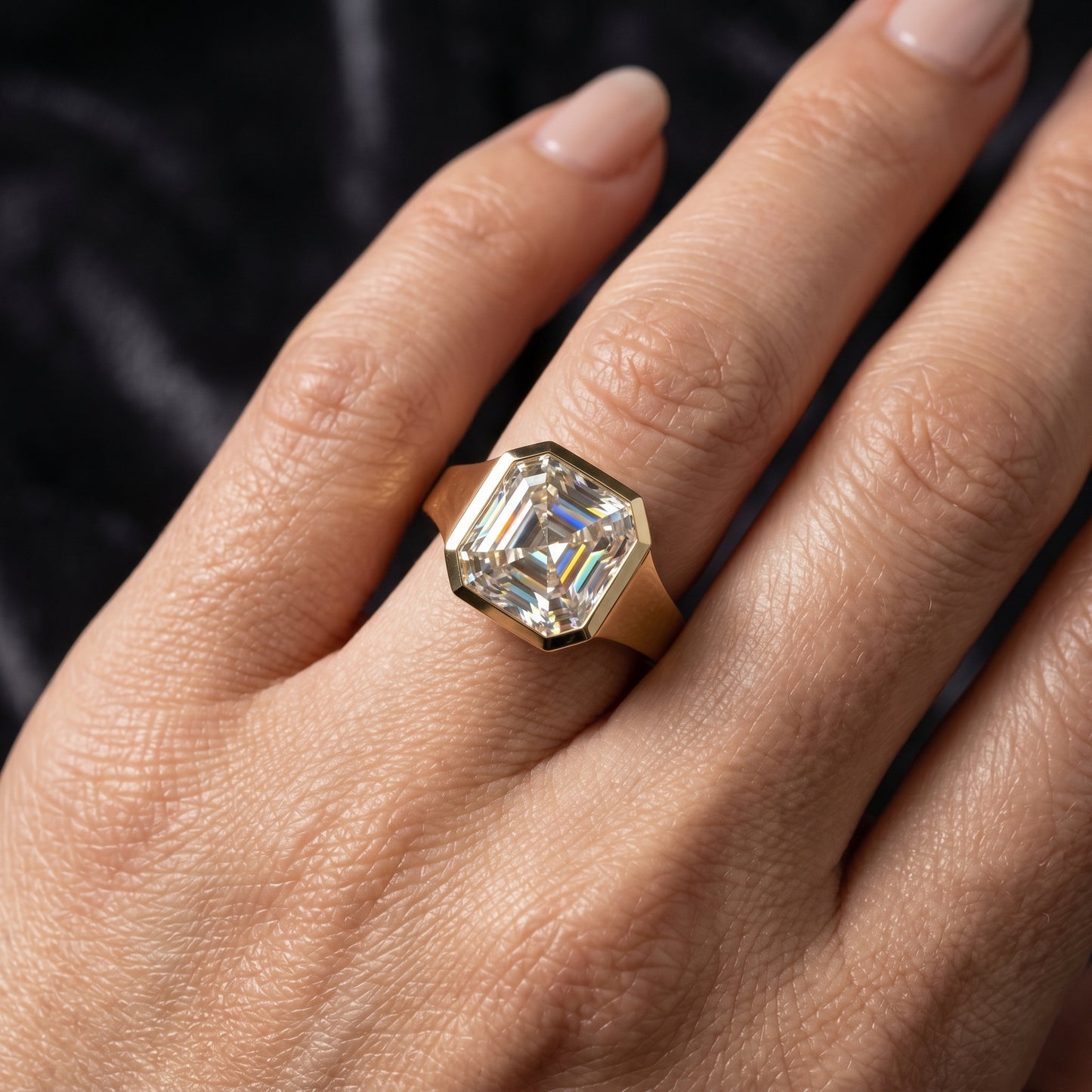 4CT Asscher Cut Moissanite Engagement Ring
