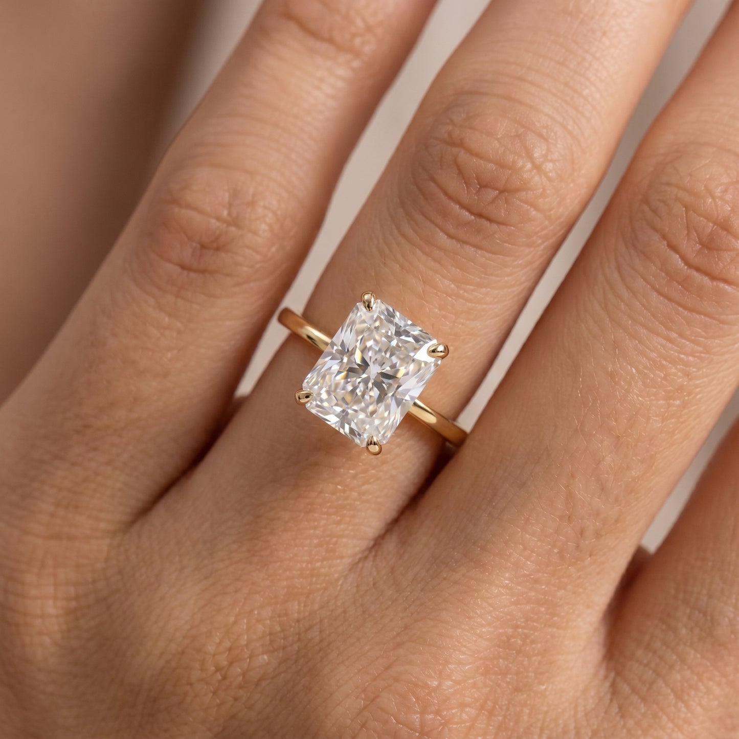 3 CT Radiant 14K Yellow Gold Engagement Ring